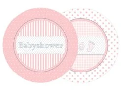 Dessertborden 'Babyshower' Roze (8st)