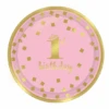 Bordjes 1st Birthday Roze/Goud (8st)