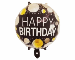 Folieballon Zwart Happy Birthday Dots