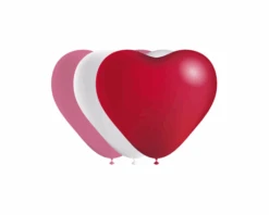 Ballon Hart Rood-Wit-Roze-Paars (10st)
