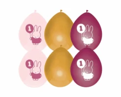 Ballonnen Nijntje Roze 1 Jaar (6st)