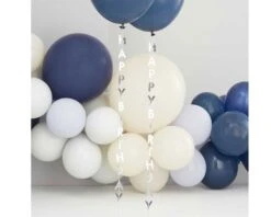 Ballonstaartje Happy Birthday Zilver Ginger Ray (5st)