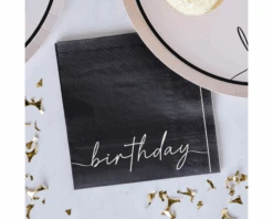 Servetten Happy Birthday Nude & Zwart Ginger Ray (16st)