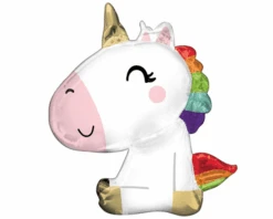 Folieballon Zittende Unicorn (68x73cm)