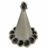 Glitter Feesthoed Zilver + Pompoms