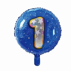 Folieballon Holografisch Cijfer 1 Blauw