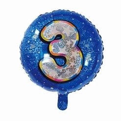 Folieballon Holografisch Cijfer 3 Blauw