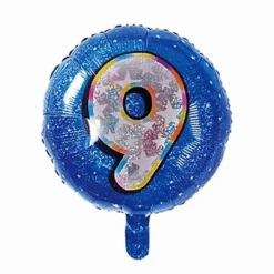 Folieballon Holografisch Cijfer 9 Blauw