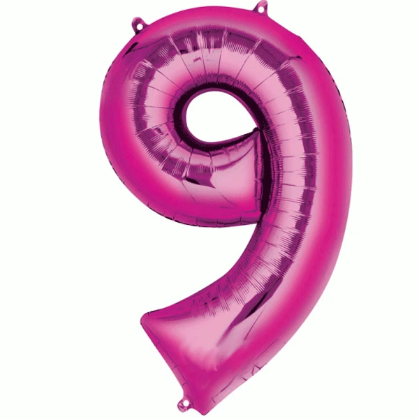 Folieballon 9 Roze XL 1 Folieballon 9 Roze XL