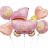 Folieballon Boeket Baby Girl Kinderwagen (5st)