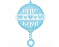 Folieballon Rammelaar Hello Baby! Blauw (43x60cm)