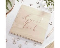 Houten Gastenboek Roségoud Ginger Ray