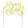 Glitter Cake Topper 'Happy Birthday' Goud