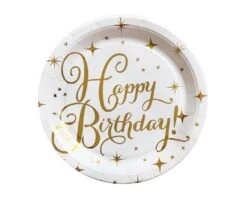 Bordjes Happy Birthday! Wit/Goud (8st)