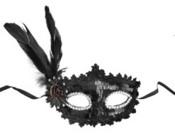Masker Pailletten & Veren Zwart