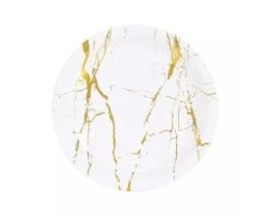 Kartonnen Bordjes Marble Goud 18cm (20st)