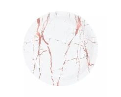 Kartonnen Bordjes Marble Roségoud 18cm (20st)