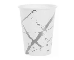 Kartonnen Bekers Marble Zilver (20st)