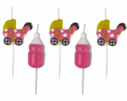 Kaarsjes Geboorte Roze (5st)