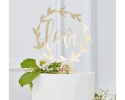 Acryl Taarttopper Love Goud Ginger Ray