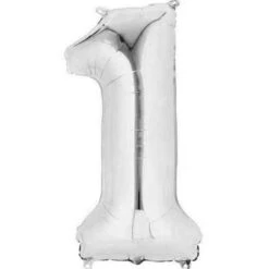 Folieballon 1 Zilver (43cm)