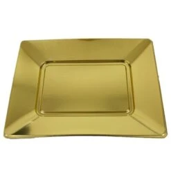 Plastic Borden Rechthoek Goud 18x14cm (8st)