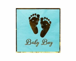 Servetten Baby Boy Voetjes Blauw/Goud (20st)